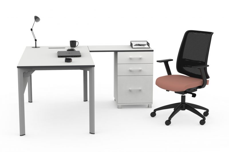 Quartz | Desk Set With Return and Pedestal